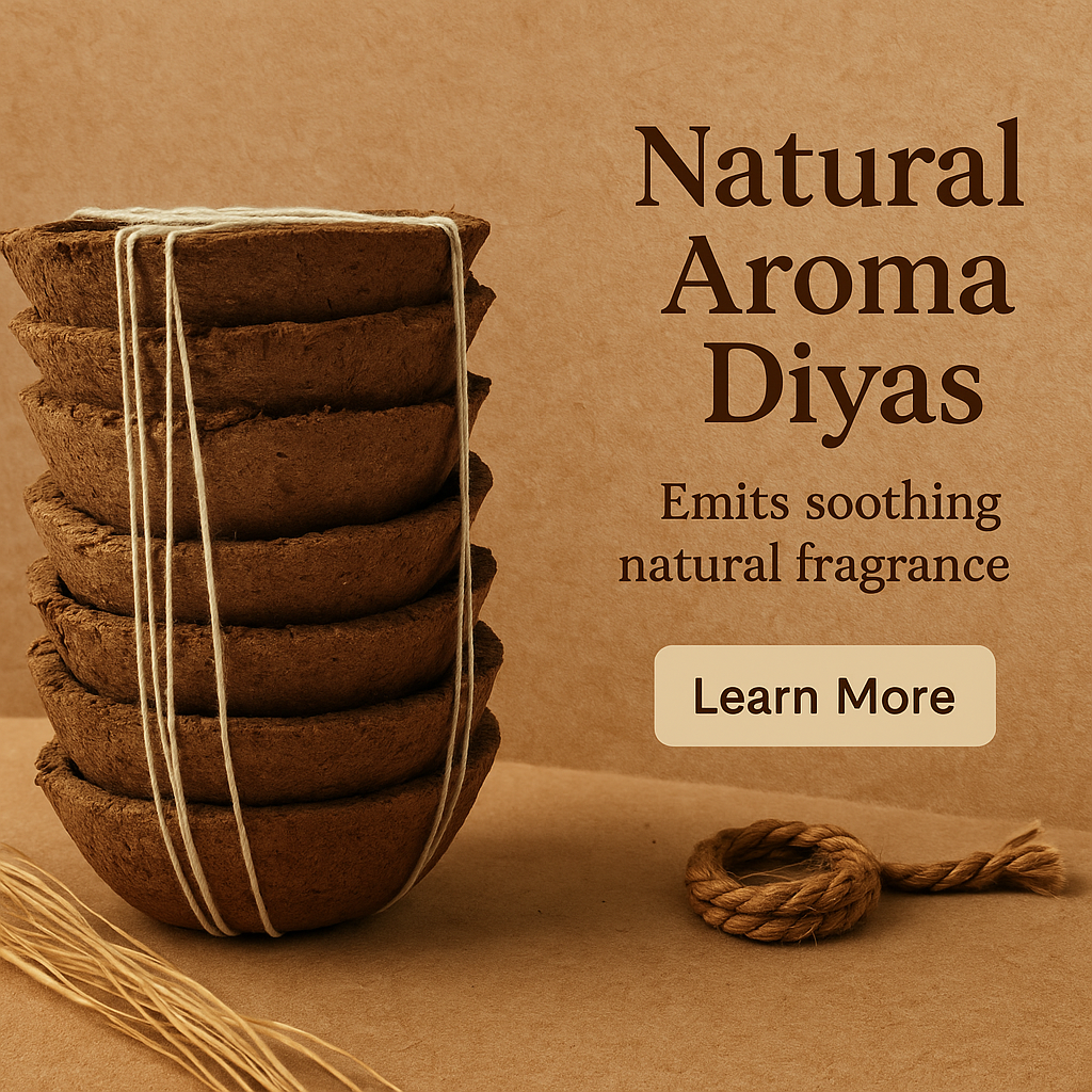 Cow Dung Diya for Festivals and Daily Pooja (30 Pieces)