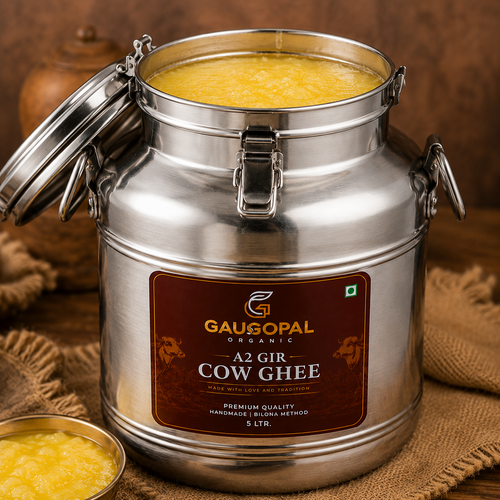 GauGopal Organic A2 Gir Cow Ghee 5 Litter Dolchi | Pure Desi Ghee | Bilona Crafted | Made from Gir Cow Milk