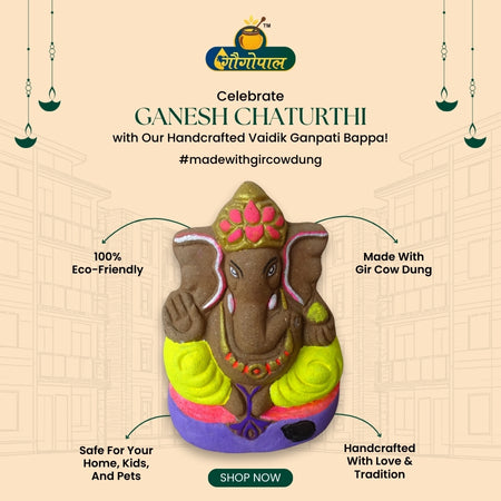 Yellow Vaidik Gir Cow Dung Ganpati
