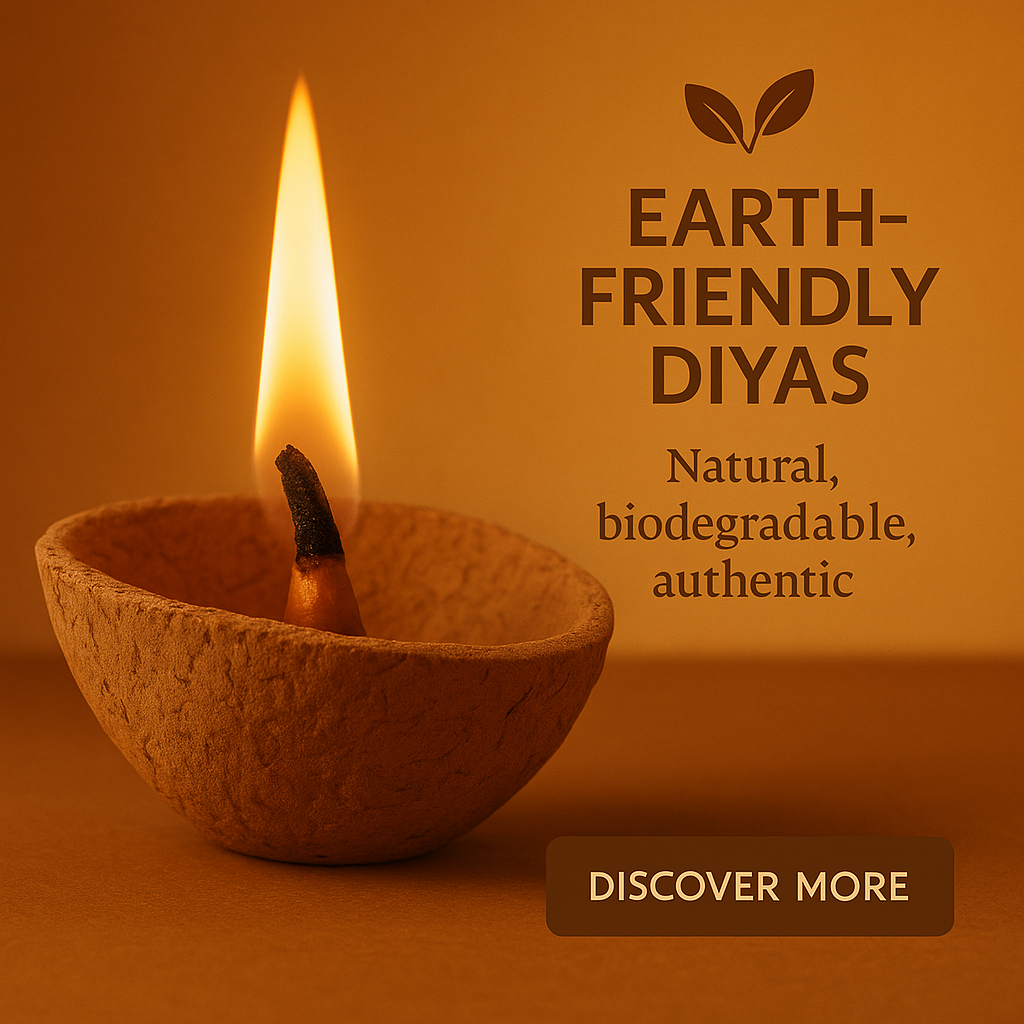 Cow Dung Diya for Festivals and Daily Pooja (30 Pieces)