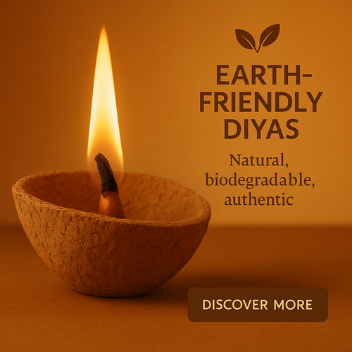 Cow Dung Diya for Festivals and Daily Pooja (30 Pieces)