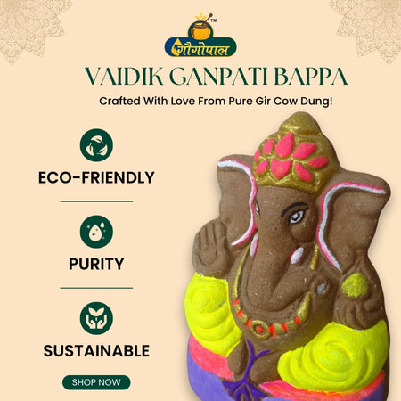 Yellow Vaidik Gir Cow Dung Ganpati
