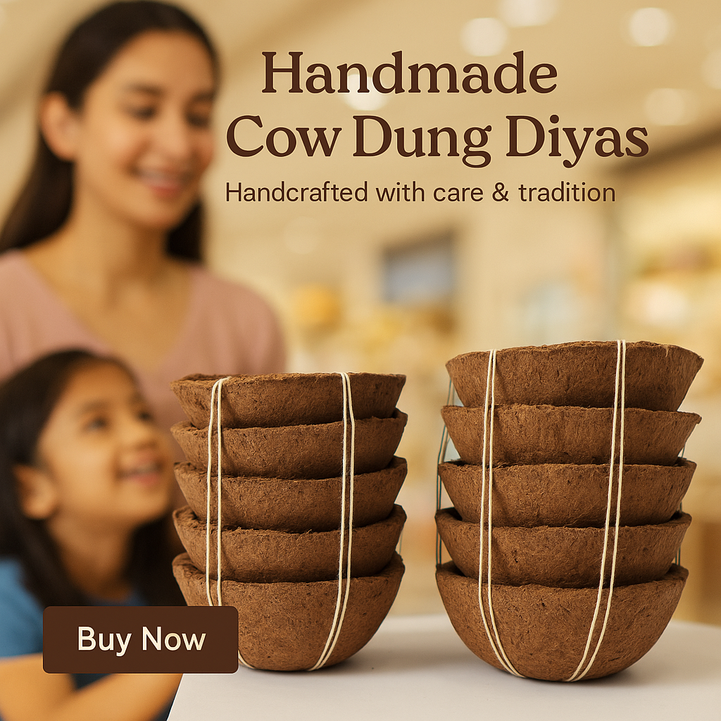 Cow Dung Diya for Festivals and Daily Pooja (30 Pieces)