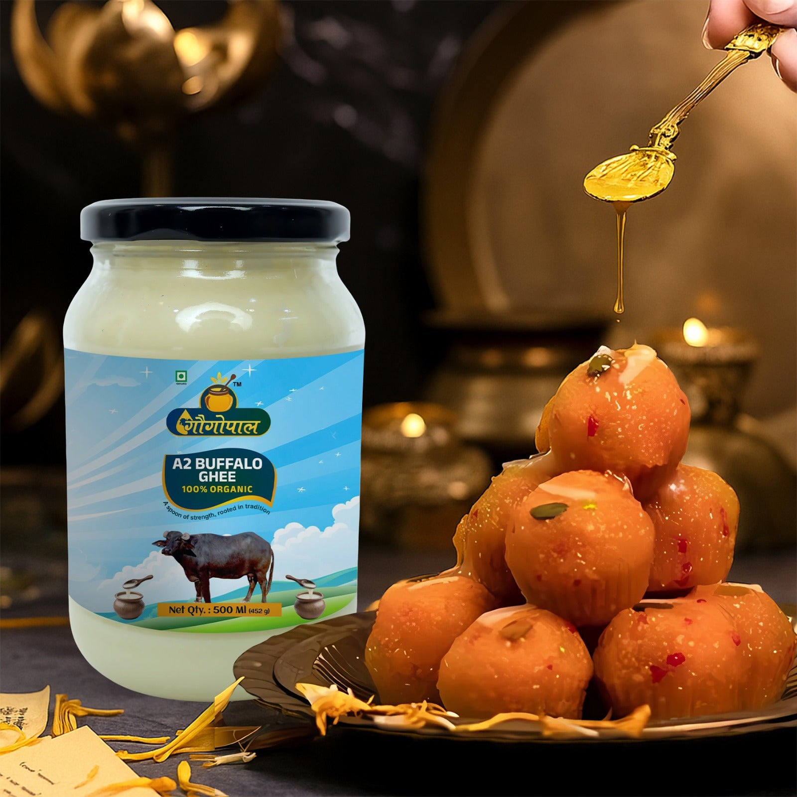 Pure Organic Method A2 Buffalo Ghee 500 ML