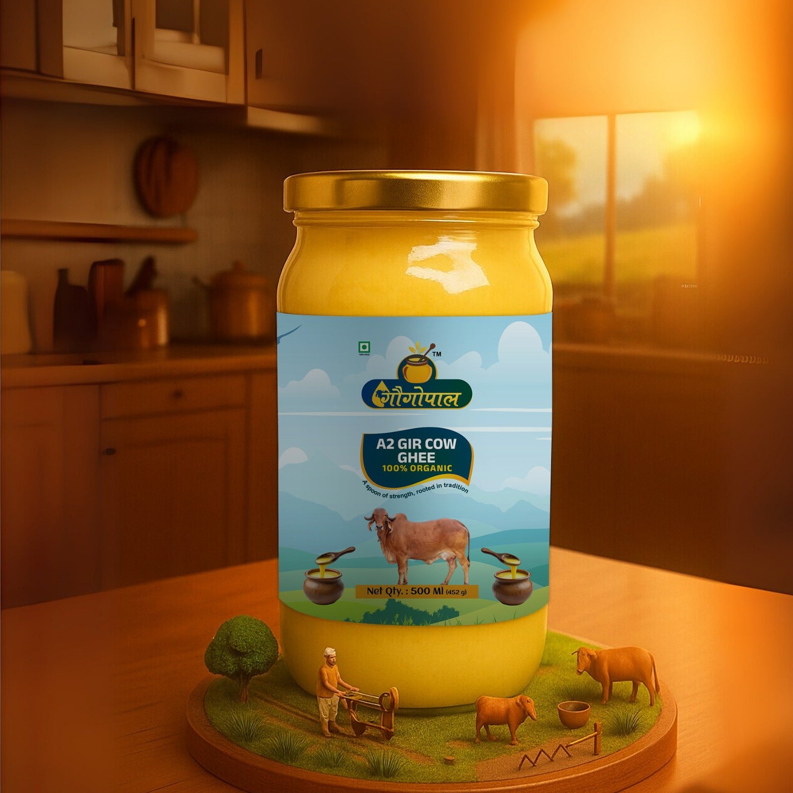 Pure Organic Method A2 Gir Cow Ghee 500 ML