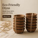 Cow Dung Diya for Festivals and Daily Pooja (30 Pieces)