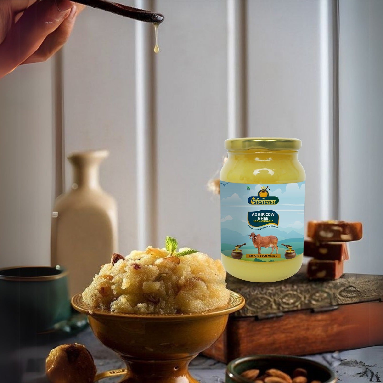 Pure Organic Method A2 Gir Cow Ghee 500 ML